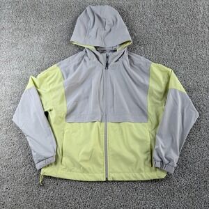 Calvin Klein Performance Jacket Womens Small Gray Yellow Hooded Full Zip